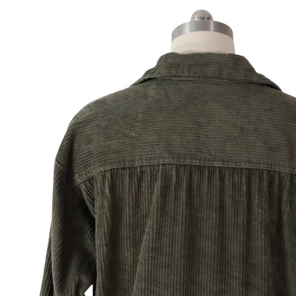 SOLD vintage 90s olive wide wale corduroy shirt jacket XL womens green - Picture 4 of 6